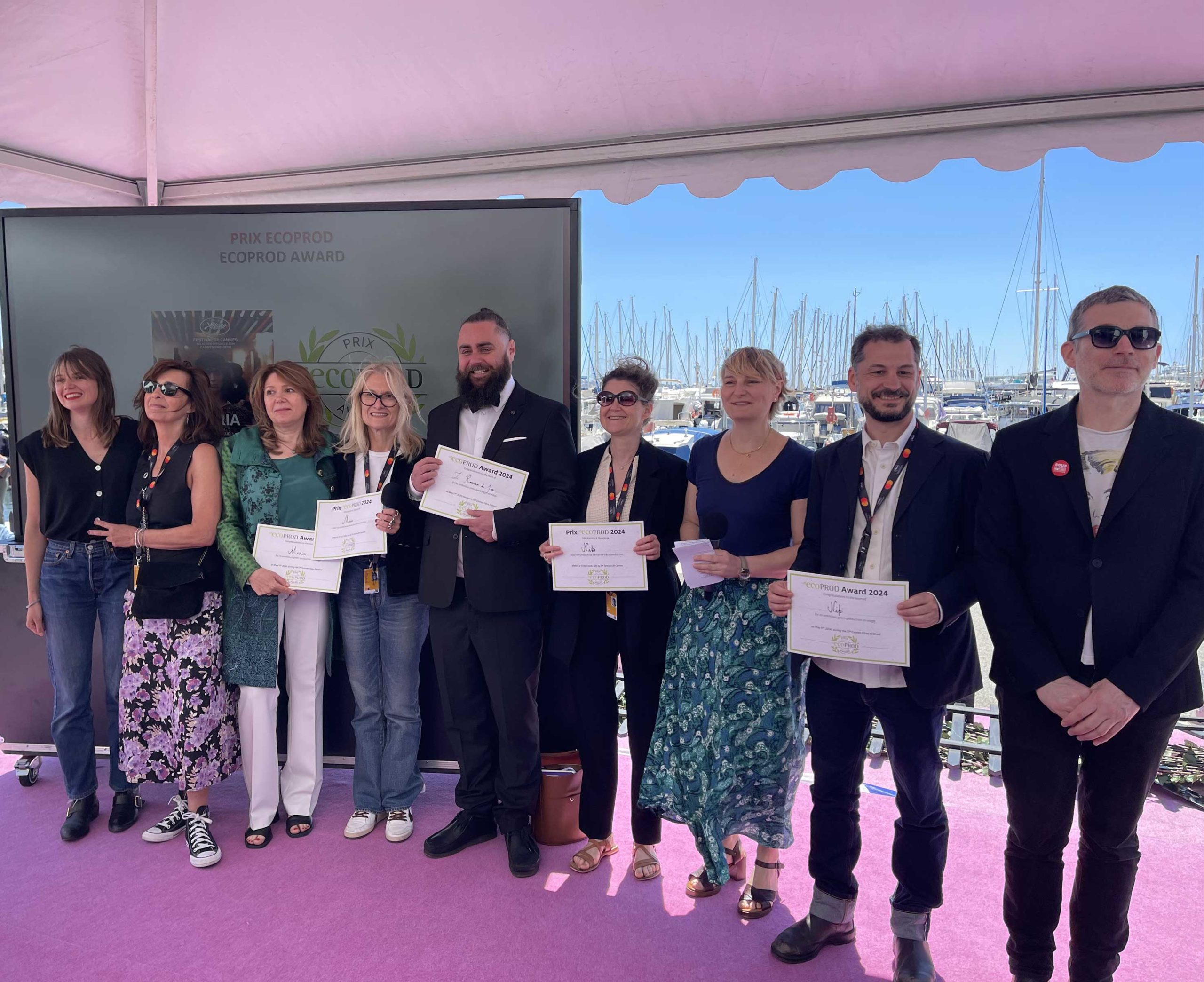 photo de la remise du prix Ecoprod au festival de cannes 2024