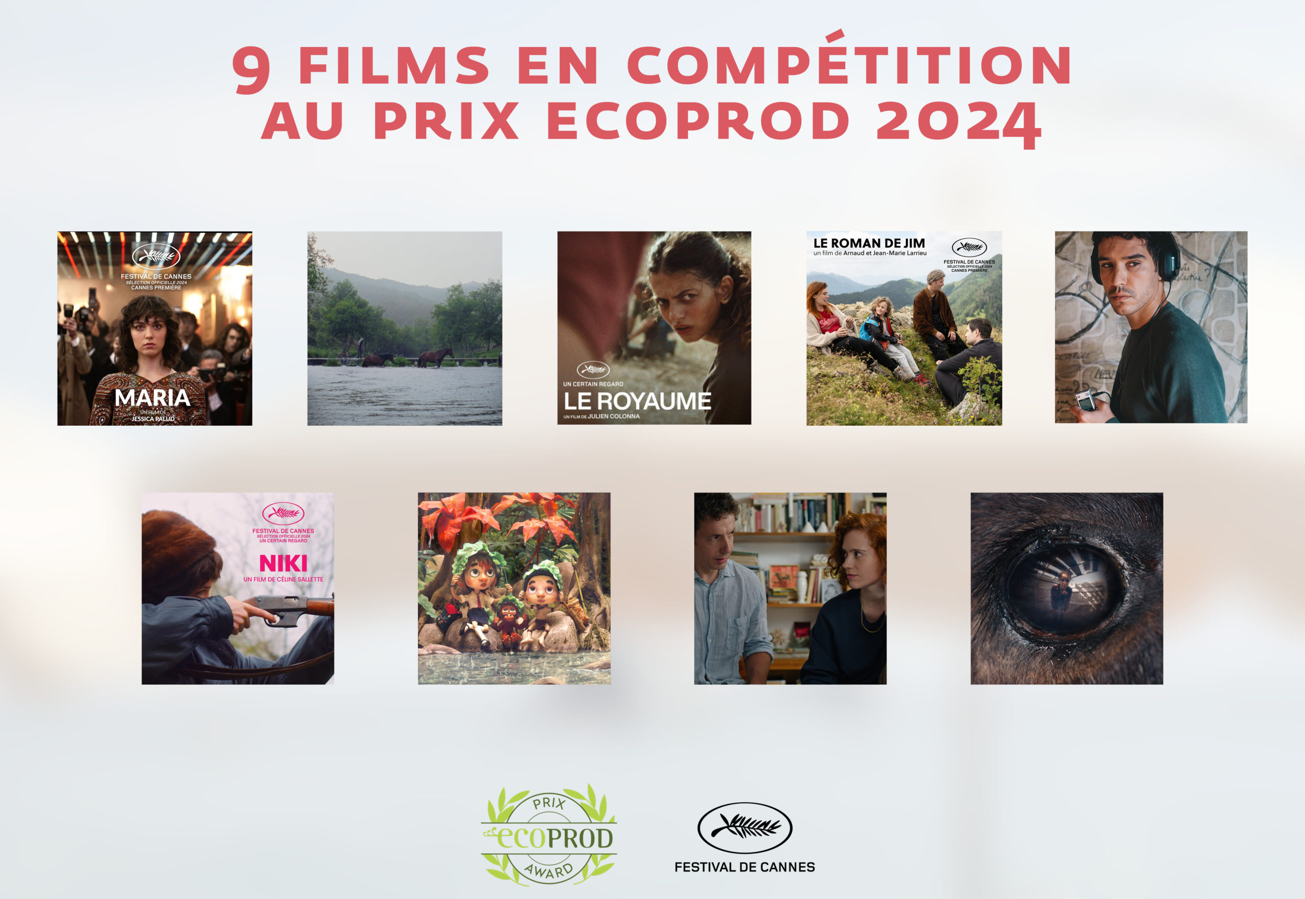 visuel des 9 films en compétition au prix Ecoprod 2024